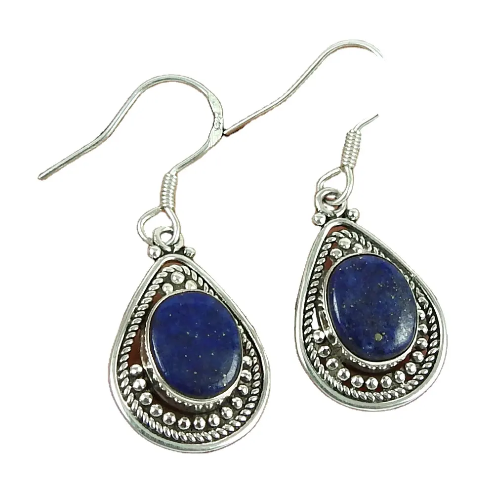 Unique blue lapis lazuli earring Indian 925 silver earrings wholesale jewelry sterling silver earrings handmade jewelry