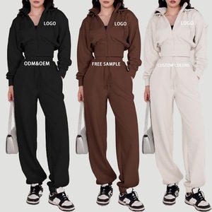 Conjunto Deportivo Casual de Invierno de 2 Piezas con Logotipo Personalizado GAF, 100% Poliéster, Chaqueta con Cierre Completo, Estilo Urbano Vintage para Mujer - Product Image 6