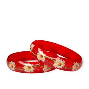 Meilleures ventes en gros : Ensemble de bracelets en acrylique épais à motifs floraux, légers, élégants et multicolores - Product Image 1