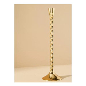 Elegant Gold Barley Twist Metal Taper <b>Candlestick</b> Holder Luxury Modern <b>Brass</b> Finish Candle Stand for Wedding Centerpieces Decor - Product Image 1