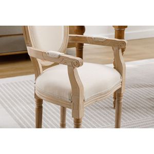 Ensemble de 2 chaises de salle à manger en bois massif de style français couleur crème - Product Image 5