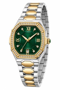 Montre de luxe Tonneau Diamond avec cadran vert, bracelet en acier inoxydable, analogique à quartz, unisexe - Product Image 5