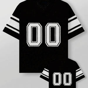 Jersey de Fútbol Americano Negro Oversize para Hombre, Transpirable, de Malla, Uniforme de Equipo Personalizado, Ropa Urbana, Venta al por Mayor, OEM, Jersey de Fútbol USA, MOQ Bajo - Product Image 4