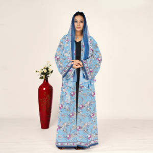 Abaya de Chifón con Estampado Floral, Mangas Fluidas, Pañuelo para la Cabeza, Abertura Frontal, Modesta, Musulmana, para Eid y Ramadán, Largo hasta el Suelo, Tallas Grandes, para Mujeres Árabes - Product Image 5