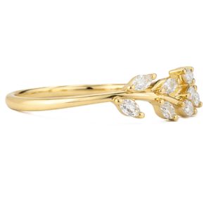 แหวนแต่งงานดีไซน์เนอร์ทองคำแท้ 14K 18K ประดับเพชรทรงมาร์คีส์รูปใบไม้ แหวนมินิมอล แหวนแฟชั่น แหวนหรูหรา แหวนประณีต - Product Image 2