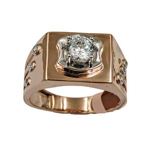 Anillo Premium para Hombre, Estilo Vintage, Oro de 14K, 7 Piezas, con Diamante Natural de Corte Brillante de 0.84Ct, Color G, Bañado en Rodio, Certificado IGI - Product Image 1