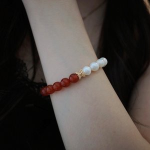 Natural <b>Red</b> Carnelian Baroque Pearl <b>Bracelet</b> Energy Vitality Protection Courage Boost Women Crystal Jewelry Gift - Product Image 6