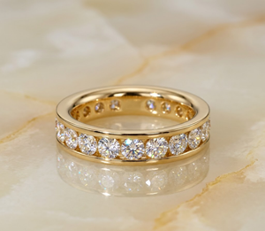 Anillo Apilable de Eternidad con Diamantes Cultivados en Laboratorio, Corte Brillante Redondo, Engastado en Canal, Chapado en Oro de 18K y 14K, Anillo de Diamantes Cultivados en Laboratorio VVS - Product Image 1