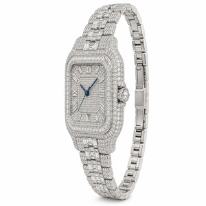 Luxury Women's <b>Diamond</b> <b>Watch</b> Rectangle Stainless Steel Case Analog Quartz Band - Product Image 2