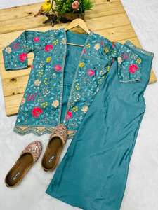 Dhoti Tradicional Midi Salwar Kameez para Mujer, para Todas las Temporadas, Bodas, Diwali, Fiestas, Terciopelo, Bordado Intenso, Estampado Digital, Moderno - Product Image 6