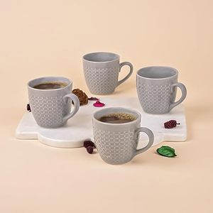 Elegant Sculpted <b>Grey</b> Ceramic Tea Cup <b>Set</b> of 2 - Product Image 2