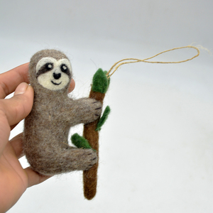 Handmade Wool Felt Sloth Hanging <b>Ornament</b> Set – Eco Friendly Animal Decoration for <b>Nursery</b>, Christmas Tree & Home Decor - Product Image 2