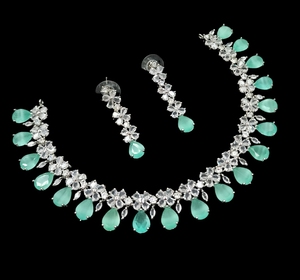 Silver Plated Brass Bridal <b>Set</b> Choker Necklace Drop Earrings Tikka Ethnic High Quality Wedding Engagement Anniversary Latest - Product Image 2