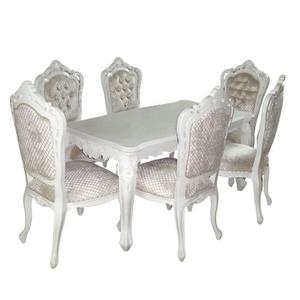 Ensemble de salle à manger de style français Table à manger et chaise de salle à manger peintes en blanc en bois pour meubler Meubles de salle à manger de style européen - Product Image 2