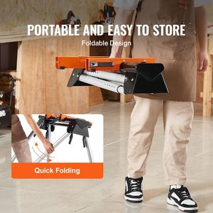 Supporto Pieghevole in Acciaio per Sega Troncatrice, Capacità di Carico 150 kg, 74-83 cm, Staffe di Montaggio Monopezzo e Morsetti per Macchine Segatrici per Legno - Product Image 3