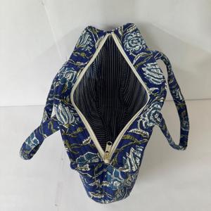 Bolso Tote de Algodón Azul con Estampado Floral, Bolso de Mano Acolchado, Bolso de Hombro Boho para Mujer, Bolso de Viaje y Compras de Gran Capacidad - Product Image 3