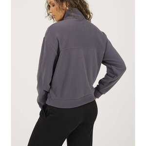 Sudadera con capucha de algodón de manga larga extragrande para mujer, con cuello de media cremallera reversible, estampado de letras personalizadas y apliques, ideal para invierno. - Product Image 5