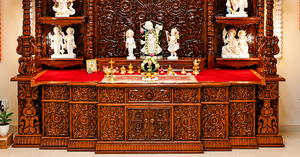 Traditional Pooja <b>Mandir</b> Perfect for Indian Homes Solid Teak Wood Handcrafted Luxury Temple Wholesale Manufacturer & Exporter UK - Product Image 3