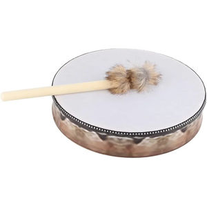 Tambour chamanique en peau de bison, tambour chamanique indigène fait main, tambour rond de 16 pouces avec cadre en peau de chèvre à vendre - Product Image 6