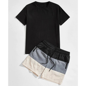 Nouvel ensemble court deux pièces pour homme, col rond, couleur unie, respirant, 100 % coton, avec logo personnalisé, haute qualité, vente en gros, collection été 2026, grandes tailles - Product Image 5