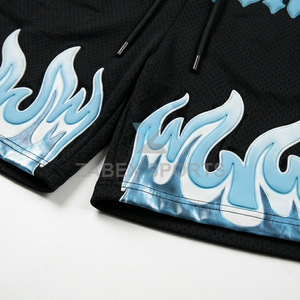 Shorts de sport en maille athlétique 100 % polyester à séchage rapide et respirant, motif flamme urbaine OEM, pour entraînement de basketball ZABEX - Product Image 2