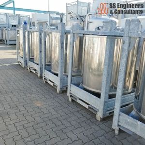 Conteneur IBC rond en acier inoxydable V2A de 1000 L avec pompe et moteur PLC |   Réservoir de stockage industriel en vrac - Product Image 4