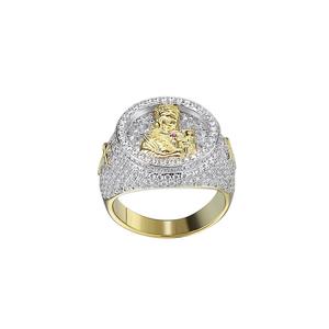 Bague ornée en moissanite et diamant en argent sterling 925, style religieux, pour la vente de bijoux et les collections de cadeaux - Product Image 1