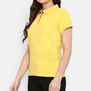 Women's Yellow Solid Color Short Sleeve for <b>Shirt</b> Casual 100% Cotton Knitted Fabric Regular Length Quick Dry Breathable - Product Image 6