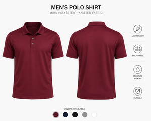Polo en tricot blanc pour homme 100% polyester |   Léger, respirant, coupe classique - Product Image 4