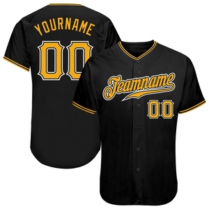 Wholesale Best Selling OMMIZ INDUSTRY Custom Black <b>Gold</b>-White Authentic Baseball Jersey - Product Image 1