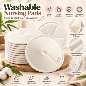 Coussinets d'allaitement lavables pour les mamans qui allaitent |   Coussinets d'allaitement réutilisables en bambou |   Coussinets d'allaitement doux et absorbants en forme de goutte d'eau - Product Image 5
