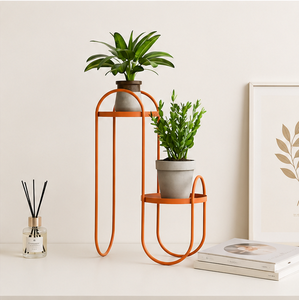 2-Tier Metal Plant Stand Powder Coated Wrought Iron Flower <b>Pot</b> <b>Holder</b> for Indoor Outdoor Balcony Living Room Garden Decor - Product Image 6