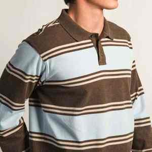 เสื้อรักบี้แขนยาวแบบคลาสสิคสไตล์วินเทจสำหรับผู้ชาย เสื้อรักบี้ลายทางหนาแบบสั่งทำพิเศษ - Product Image 1