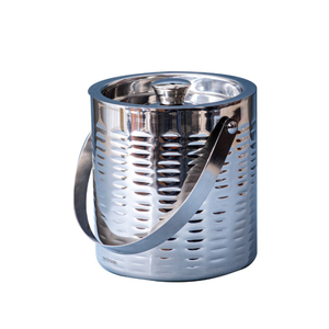 Ensemble de seau à glace isotherme artisanal en acier inoxydable argenté avec couvercle et pince, accessoires de bar métalliques durables à double paroi - Product Image 5