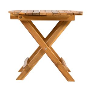 Tavolino Laterale Pieghevole e Regolabile in Legno di ACACIA per Esterni con Finitura in Teak, Nessuna Installazione Richiesta - Product Image 6