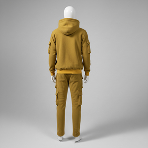 Chándal de invierno con capucha de corte regular, liso, transpirable y de peso pesado / Conjunto deportivo informal de moda para adulto, tallas grandes - Product Image 5