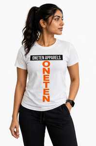 เสื้อยืดคอกลมแขนสั้นผ้าฝ้ายสีขาวสำหรับผู้หญิง ONE TEN Apparels รุ่นลำลองใส่สบายระบายอากาศได้ดี น้ำหนัก 180 กรัม เหมาะสำหรับฤดูร้อน - Product Image 2