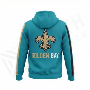 Sweat-shirt à capuche épais en coton et polyester de qualité supérieure, sans cordon, avec poche kangourou, boutons-pression pour homme, vêtement lourd, vente en gros - Product Image 2