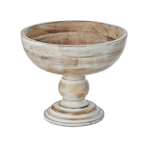 Cuenco Elevado de Madera Maciza para Mesa de Comedor, Arreglos de Frutas, Servir Aperitivos, Objetos Decorativos y Presentación Interior - Product Image 1