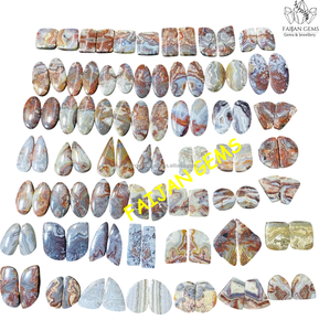 Crazy Lace Agate Pares Precio al por mayor Mezcla en forma de cabujón a granel para la venta Cabina genuina para hacer joyas y manualidades DIY - Product Image 3