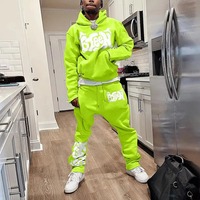 Conjunto de Sudadera con Capucha Holgada y Pantalones Deportivos de Felpa Francesa 100% Algodón Personalizado para Hombre, Estilo Urbano, con Bordado 3D y DTG
