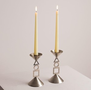 Élégant porte-bougie en métal argenté, support géométrique pour bougies coniques, pour mariage, table à manger, chambre à coucher, décoration de la maison - Product Image 1