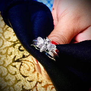 925 Sterling <b>Silver</b> Honey Bee <b>Spinner</b> <b>Ring</b> Handmade Fidget Thumb <b>Ring</b> For Unisex Elegant Wedding or Party Gift - Product Image 4