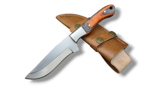 Couteau de Bushcraft artisanal en acier à haute teneur en carbone avec manche en bois Pakka et étui en cuir, vente en gros OEM, couteau à lame fixe pour l'extérieur - Product Image 1