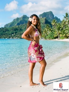 Sarong Polynésien Hawaïen Paréo Floral Léger Tissu de Plage Tropique Couverture Estivale Vêtement Tissé Personnalisé OEM ODM pour Garçons - Product Image 6