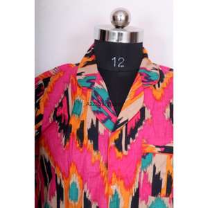 เดรสยาวพิมพ์ลายดอกไม้รักษ์โลก ผ้าฝ้าย 100% พิมพ์ลายด้วยมือ คอวี ไซส์มินิ สไตล์เสื้อเชิ้ต ลำลอง ใส่ไปงานปาร์ตี้ฤดูร้อนได้ - Product Image 2