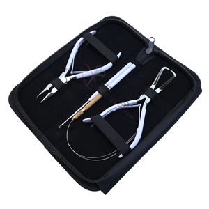 Hair Extension Tools Kit <b>Bead</b> Crimping Microlink Removal Plier Hook <b>Beads</b> Threading Loop <b>Set</b> Solon Travel Kit stainless steel - Product Image 1