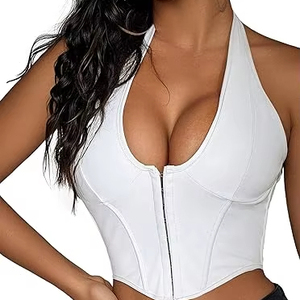 Débardeur en similicuir PU pour femme, vente en gros, personnalisable avec logo, OEM ODM, sans manches, coupe ajustée, fournisseur direct d'usine - Product Image 1
