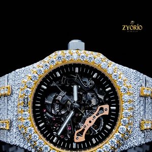 Luxury <b>Skeleton</b> <b>Automatic</b> Moissanite Diamond <b>Watch</b> for Men Iced Mechanical Wristwatch Full Stone Stainless Steel Bracelet 10mm - Product Image 3