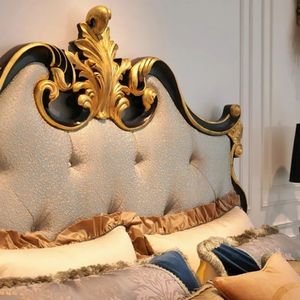 Oferta Especial: Juego de Dormitorio de Lujo Clásico en Blanco, Dorado y Negro, Cama Tapizada, Muebles Elegantes de Estilo Real para Hotel - Product Image 5